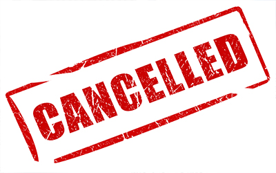 An image of the word cancelled in red