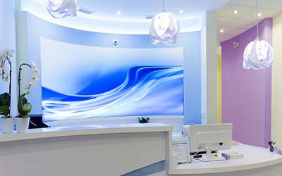 An image of the front desk area of a dental office